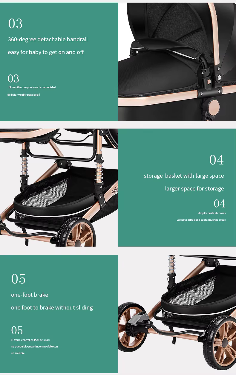 Poussette bébé 3 en 1 pour nouveau-nés, voiture pour bébé, landau Portable, chariot léger avec fonct