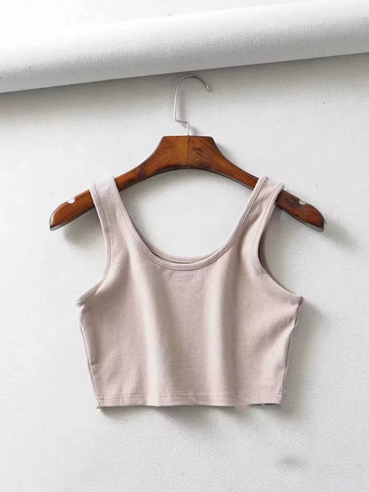 Haut court d'été sexy pour femmes, sans manches, court, en coton, col en U, barre tricotée