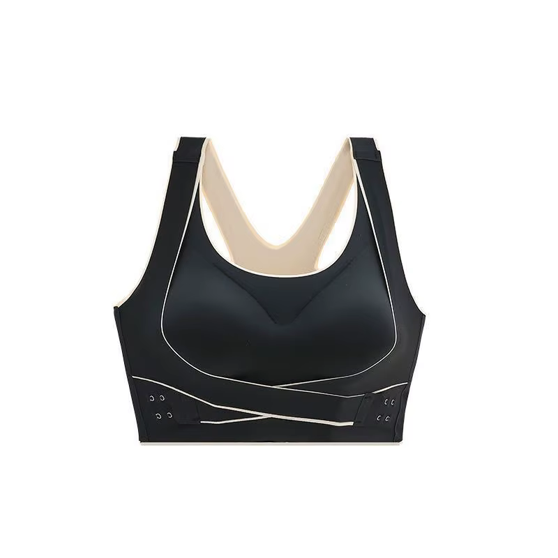 Soutien-gorge de sport à boucle avant sans armatures, grande taille, sans couture, push-up, style fi