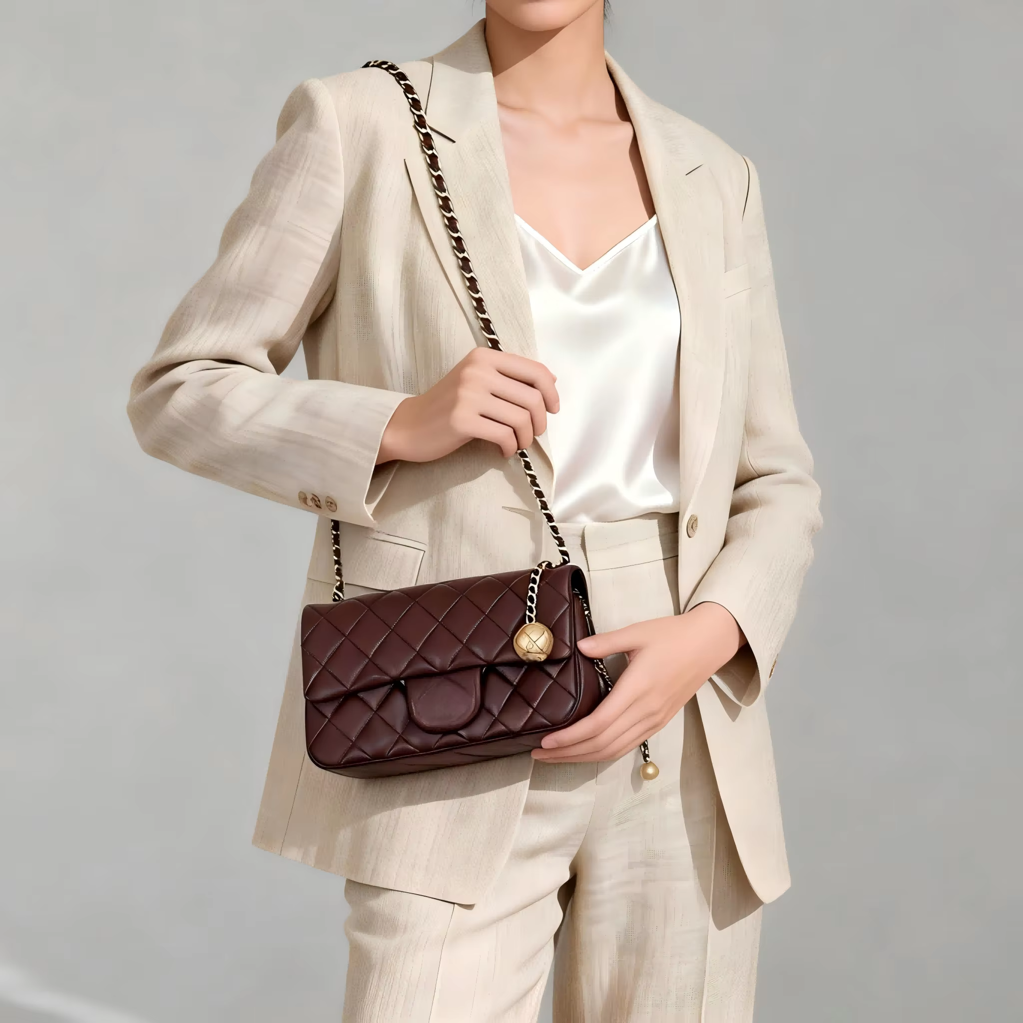 Sac à main en cuir de vachette, sac à main à motif diamant avec chaîne, sac de banlieue tendance, sa