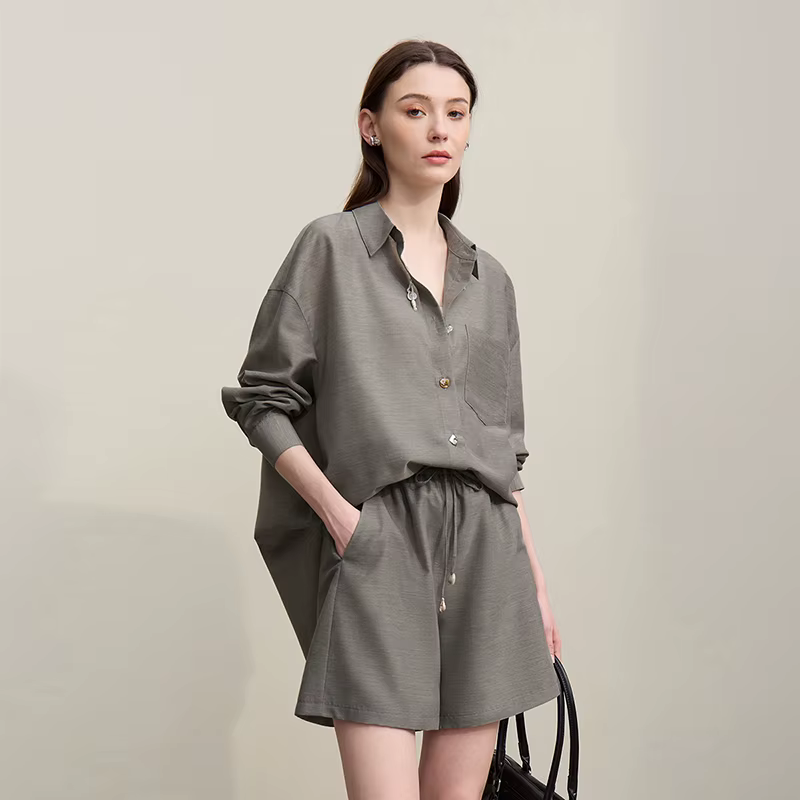 Chemises décontractées pour femmes Amii, Nouvelle collection été 2026, Style vacances, Ensemble shor