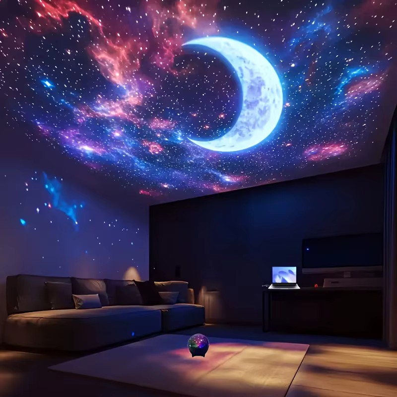Veilleuse de projection d'étoiles et de lune, lumière féerique pour chambre à coucher, atmosphère LE
