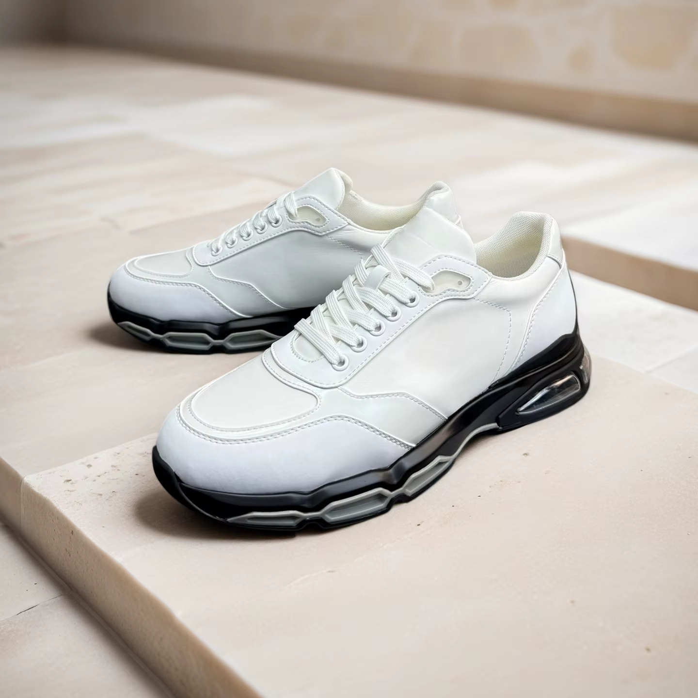 Chaussures de sport décontractées de luxe pour hommes, fabriquées à la main, en cuir de vachette ple