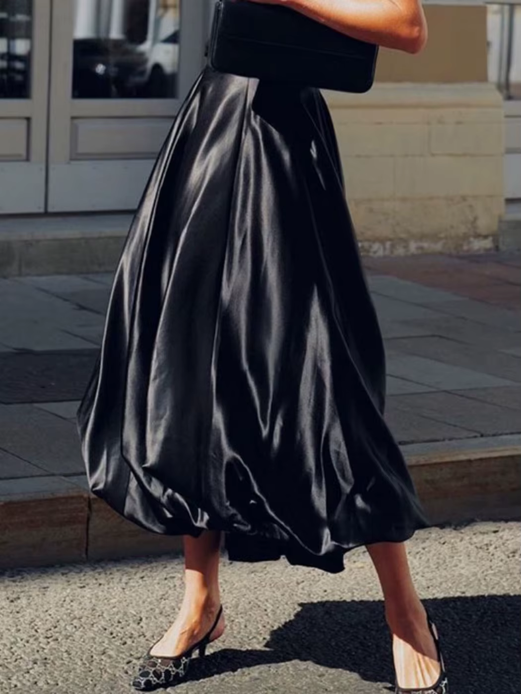 Jupe Trapèze Drapée en Satin pour Femme, Taille Haute, Mode Élégante, Couleur Unie, Fermeture Éclair