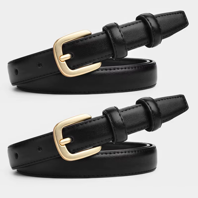 Ceinture noire pour femmes, 2 pièces, mode rétro, boucle à aiguille, ceinture en jean, sangle décont