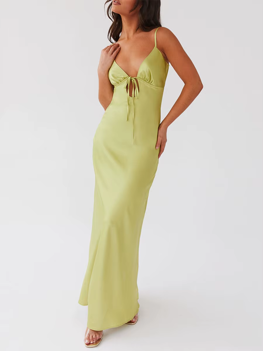 Robe camisole longue à dos nu pour femmes, tenue d'été décontractée, couleur unie, taille S M L