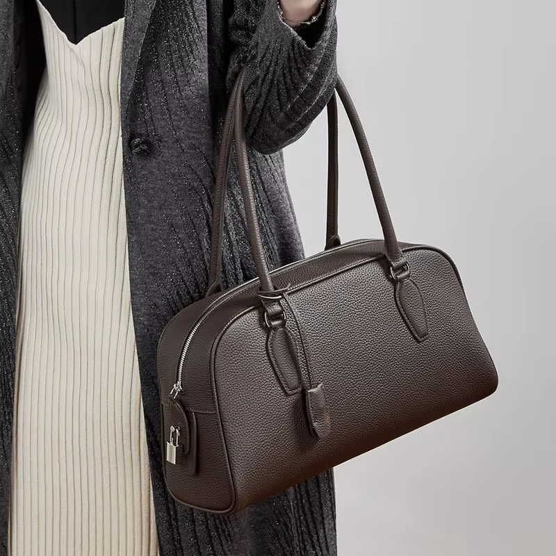 Nouveau Sac Boston 2026 pour Femme en Cuir Véritable de Haute Qualité, avec Poignée Supérieure, Coul