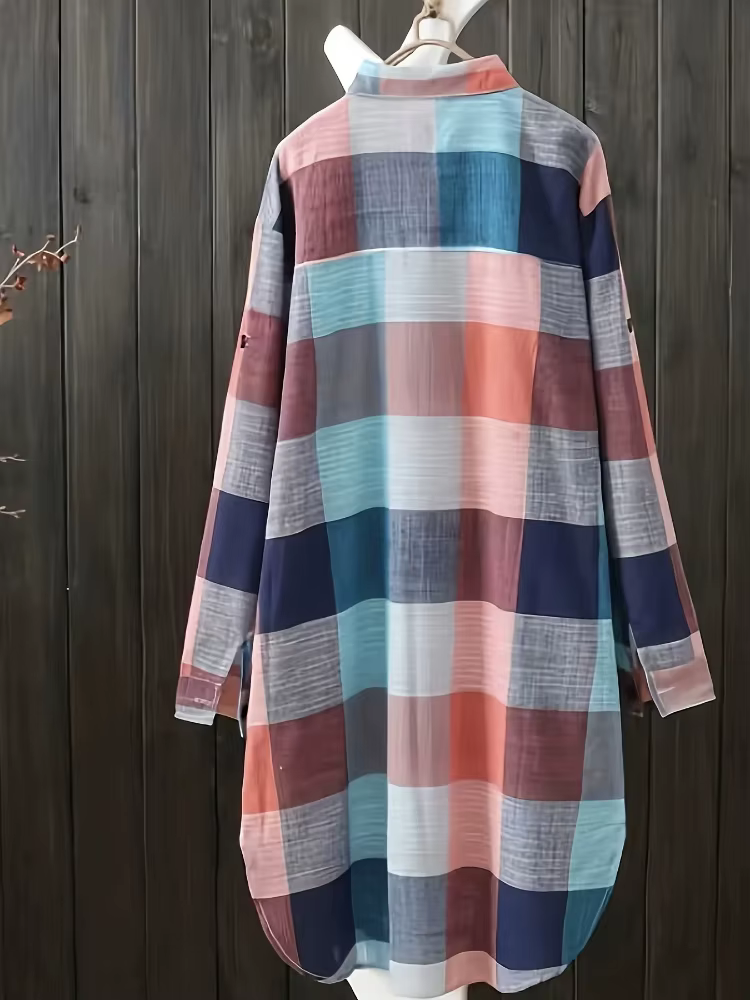 Chemisiers pour femmes grande taille 2025 nouvelle chemise ample à carreaux à rayures Vintage léger