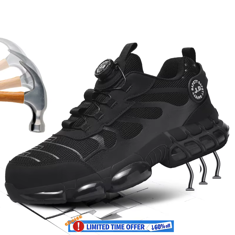 Chaussures de sécurité pour hommes à bouton rotatif, bottes de sécurité élastiques, chaussures de sp