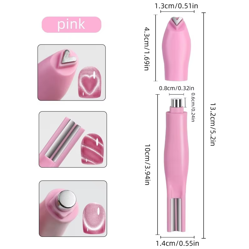Bâton magnétique pour ongles œil de chat 3 en 1, motif serpent, cœur d'amour, œil de chat français,