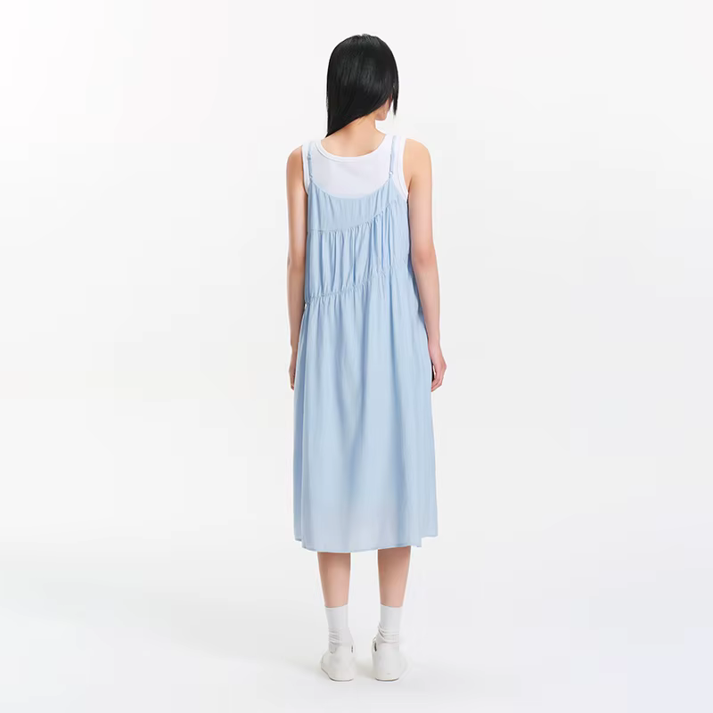 Ensemble Robe Débardeur Femme Semir 2025 – Collection Été Couleur Unie Texturée Ourlet Irrégulier Ef