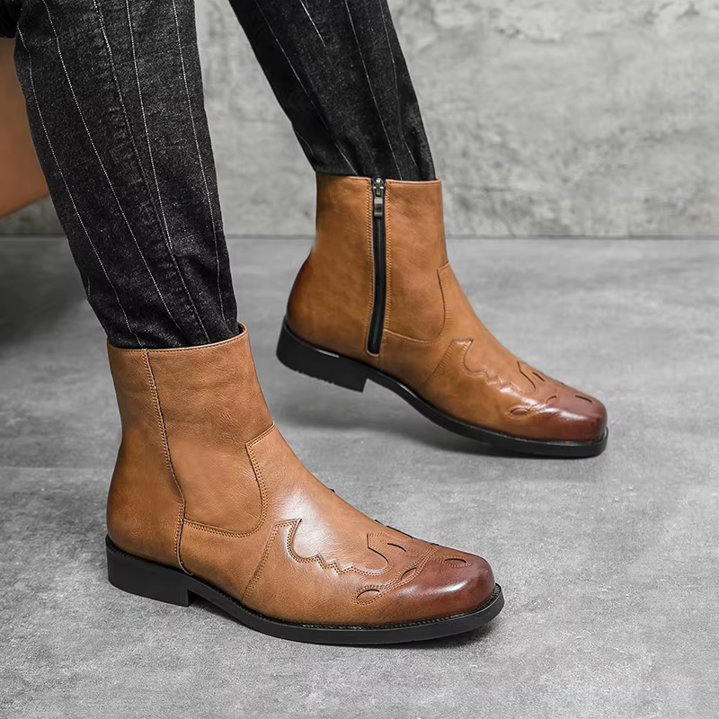 StephanBoots-Bottes de cowboy en cuir véritable pour hommes, faites à la main, confortables, qualité