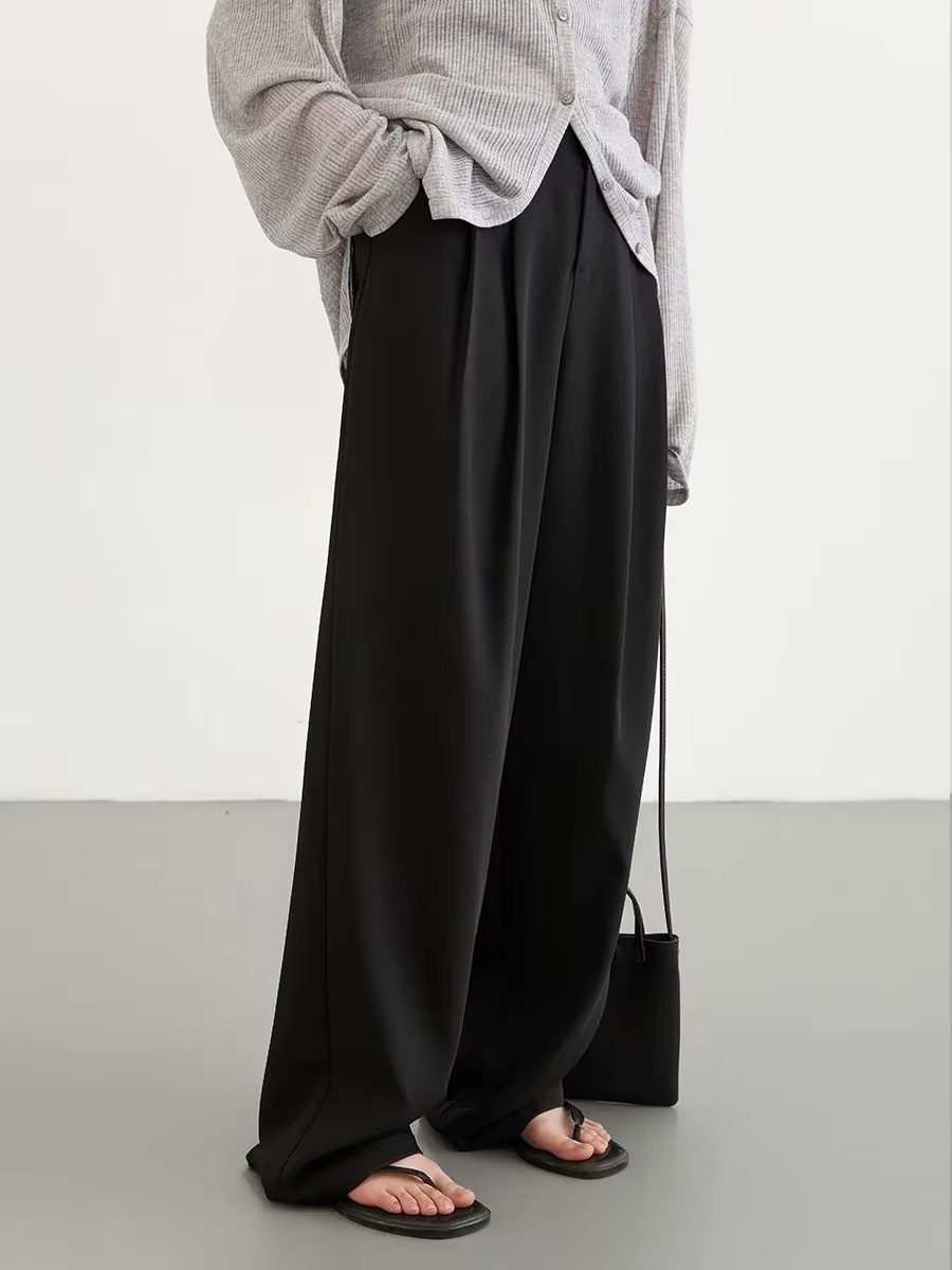 CHIC VEN femmes pantalons nouveau décontracté taille haute femme pantalon plissé tombant jambe large