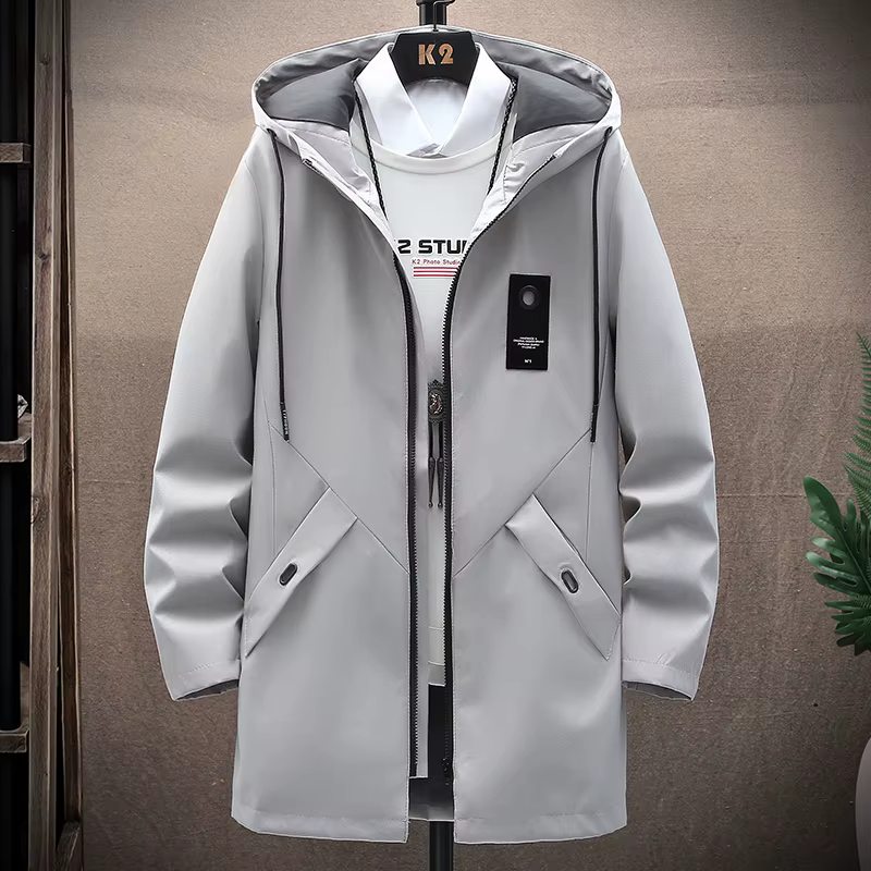Manteau à capuche pour hommes, coupe-vent Long, classique, tendance, printemps-automne, décontracté,
