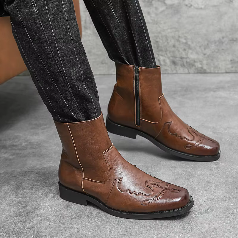 StephanBoots-Bottes de cowboy en cuir véritable pour hommes, faites à la main, confortables, qualité