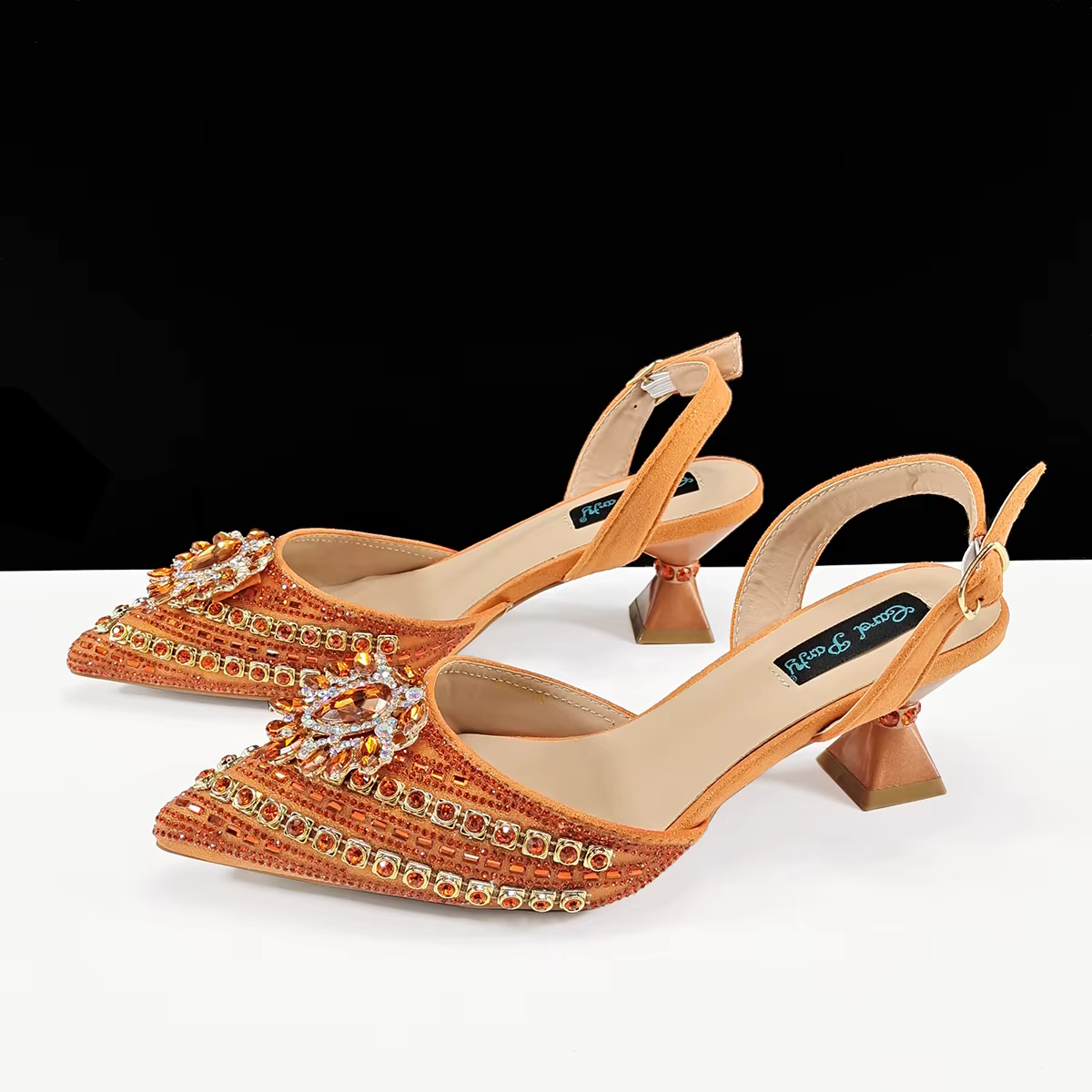 Queena Yan Design italien strass bout pointu chaussures à talons hauts et sac assorti ensemble chaus