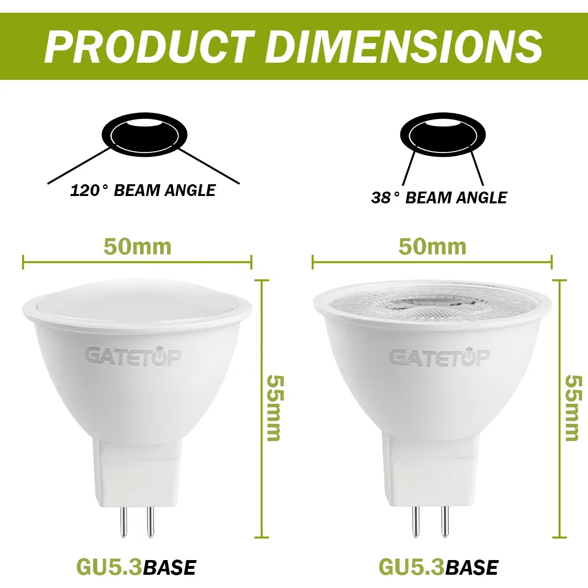 20 pièces MR16 GU5.3 projecteurs LED multi-tension 12 V/110 V/220 V Bombillas remplacer 50 W ampoule