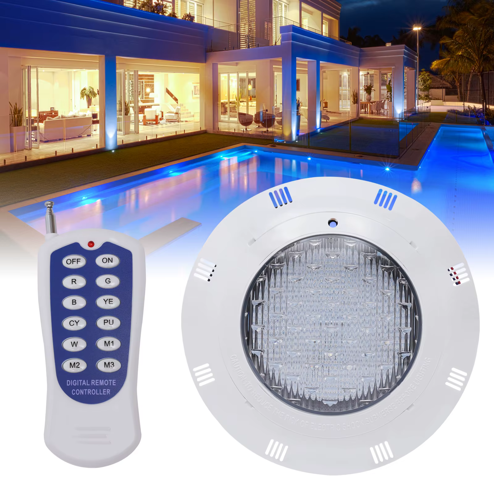 Lampe LED sous-marine pour piscine, imperméable conforme à la norme IP68, RVB, disponible en 7 coule