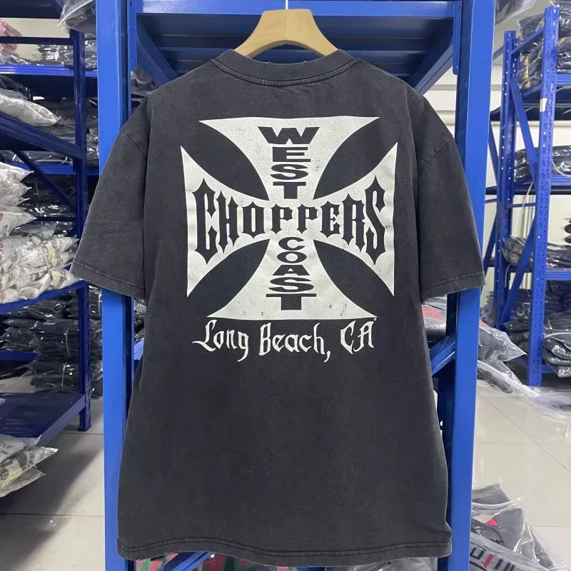 T-shirt imprimé Y2K vintage West Coast Choppers pour femme, en coton respirant, style motard rétro,