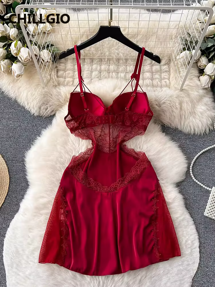 CHILLGIO femmes Sexy dentelle florale Spaghetti sangle robe d'été mode dos nu une ligne été Transpar