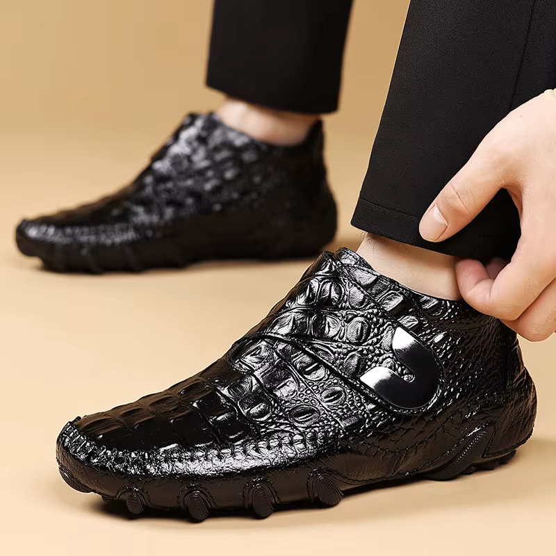Mode Crocodile à motifs en cuir hommes chaussures de cheville décontractées marque de luxe affaires 