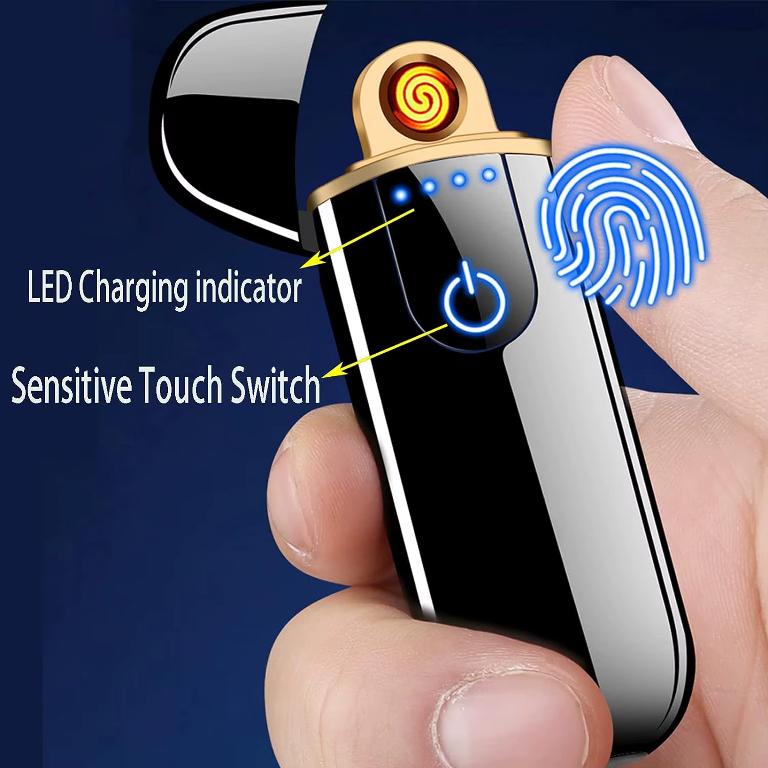 Briquet électronique intelligent avec indicateur de puissance, aste par USB, compatible avec Touch V