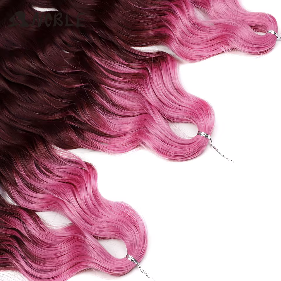 Noble 24 pouces cheveux synthétiques vague d'eau tressage Extensions de cheveux Ombre arc-en-ciel co