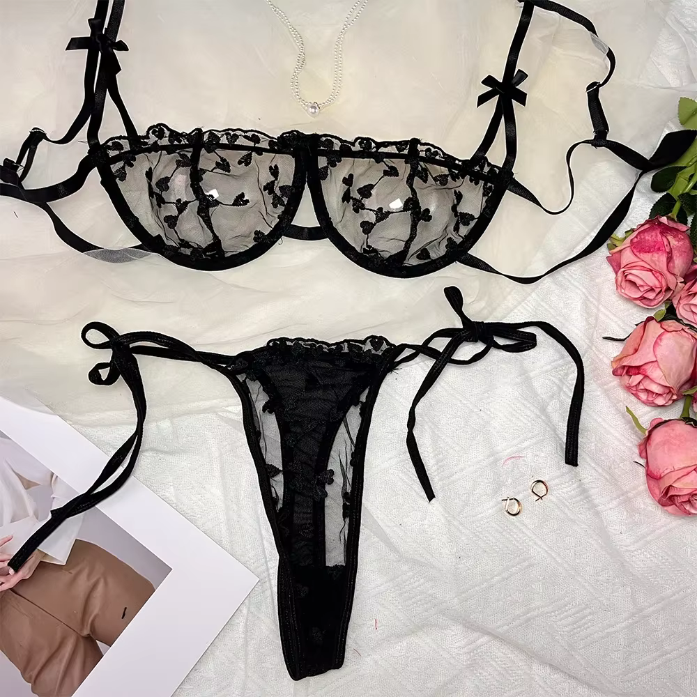 Ensemble de Lingerie érotique florale ensembles exotiques Kit de soutien-gorge Push Up dentelle brod