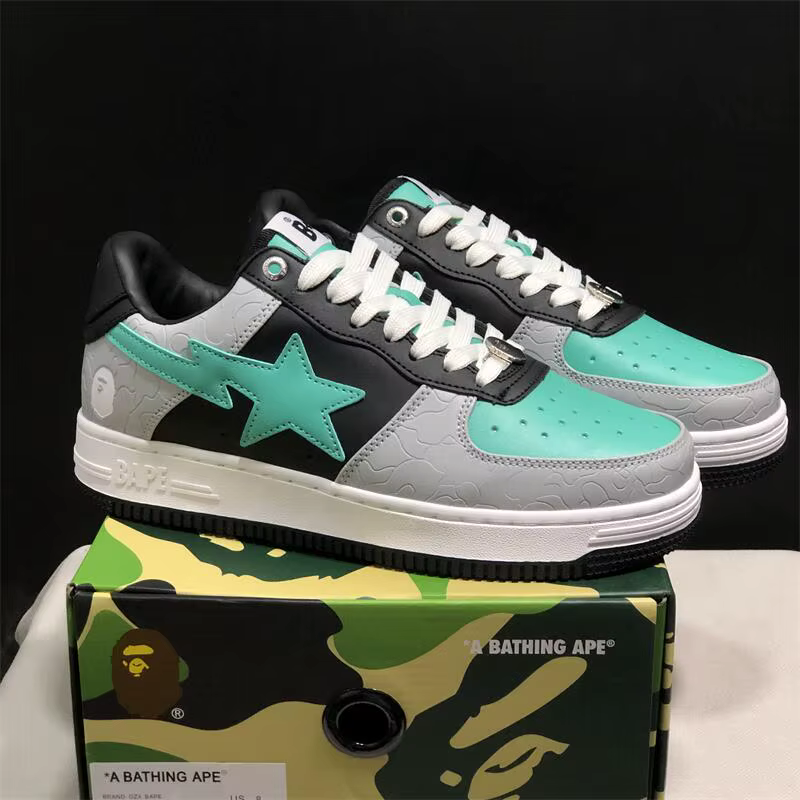 A BATHING APE Chaussures décontractées BAPESTA pour hommes, entièrement noires, à motif requin, unis