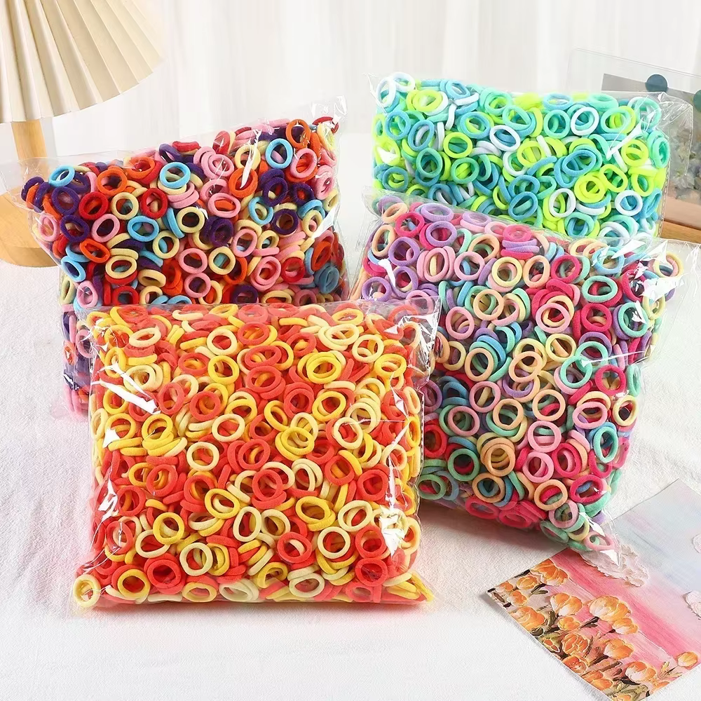 50 pièces/sac coloré de base en Nylon élastique attaches de cheveux pour les filles queue de cheval 