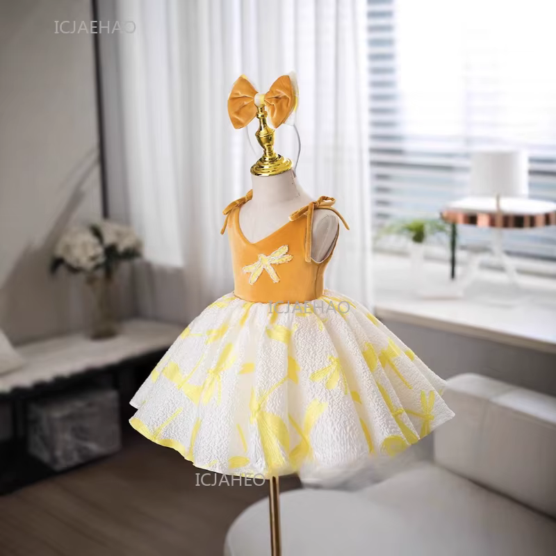Robe de soirée pour filles, style princesse, blanche, pour anniversaire, récital de piano, événement