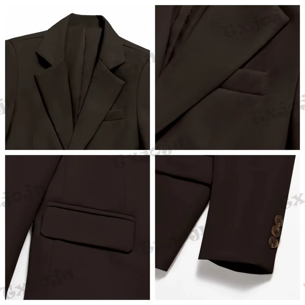 Ensemble de smoking marron à col châle pour enfants de 3 à 14 ans, costume élégant à un bouton pour