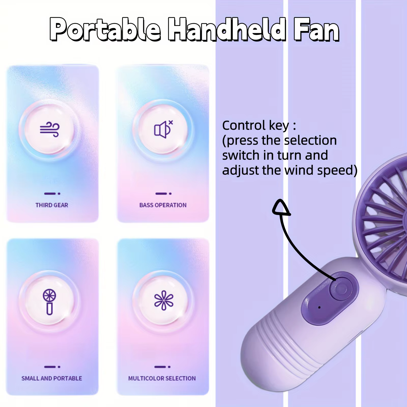 Mini ventilateur portable rechargeable USB à 3 vitesses, ventilateur portatif au choix de cadeaux, p