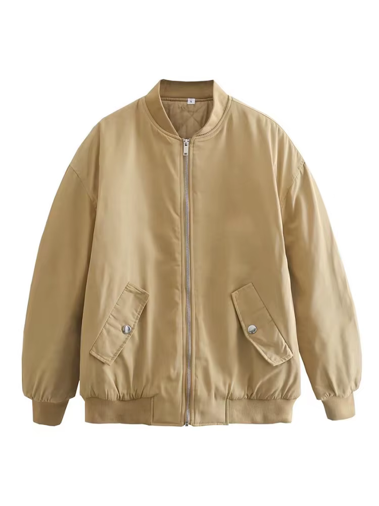 YENKYE – veste bombardier Vintage à manches longues pour femmes, Streetwear, ample, vert, avec ferme