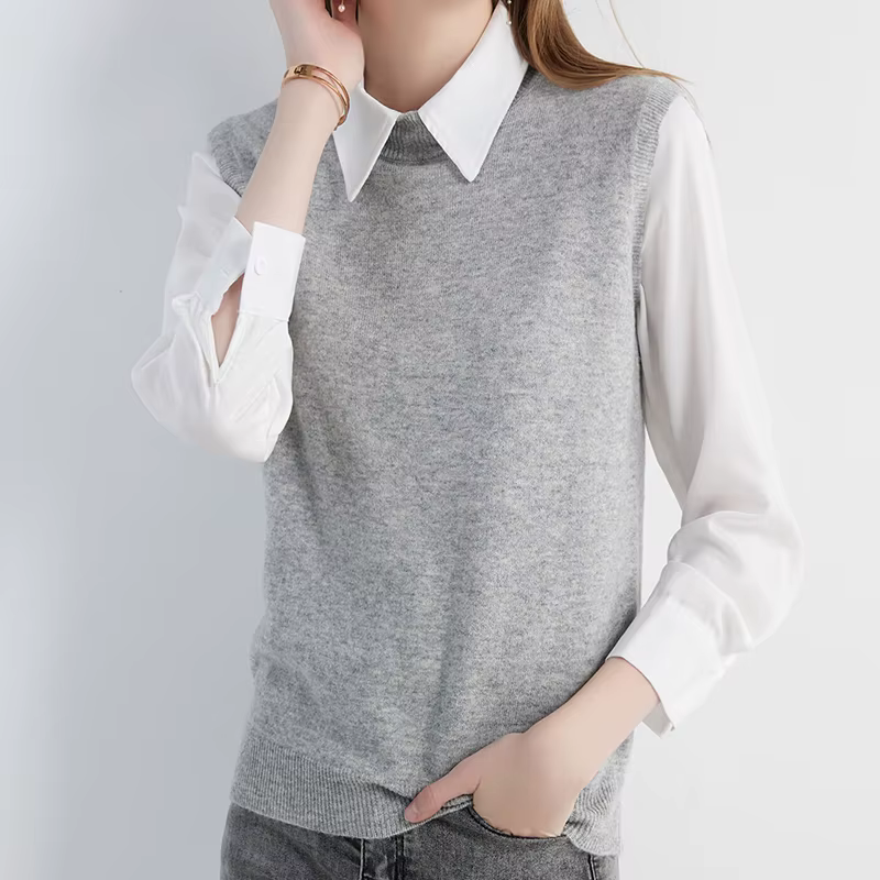 Pull femme gilet tricots pulls 100% laine chandails printemps automne Vintage tricot vêtements hauts