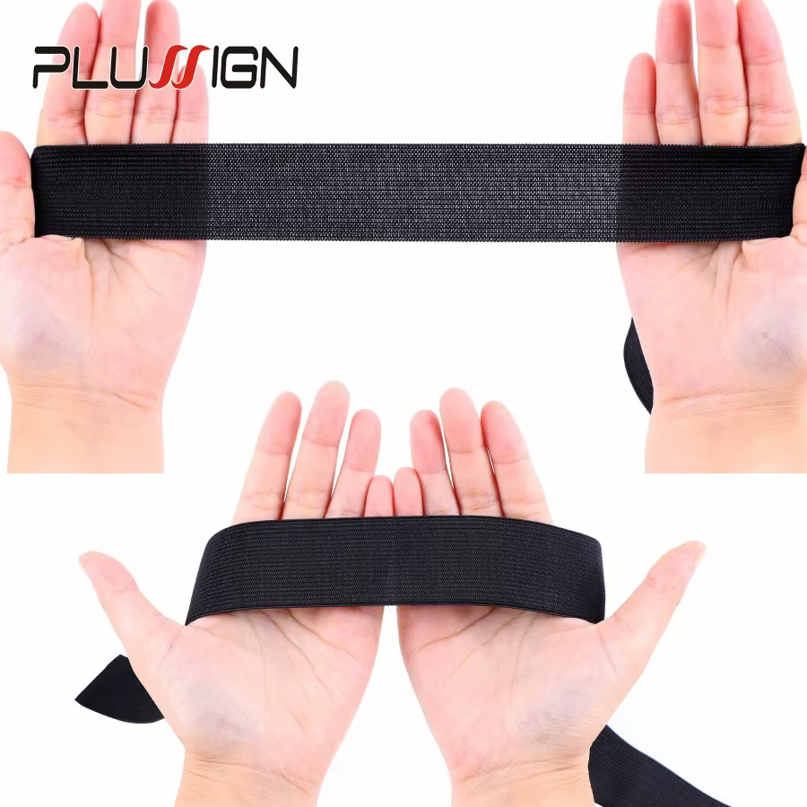 Bande élastique noire pour perruques, 5 mètres de largeur, 1.5-4cm, garniture de ceinture en Spandex