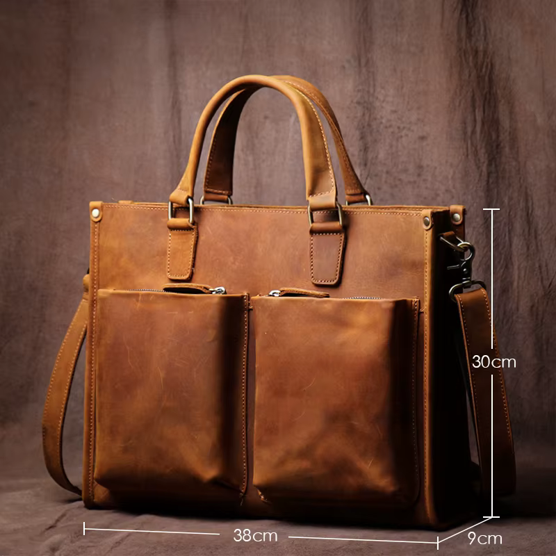 GURO-Sac à Main en Cuir group pour Homme, Étui à Bombes de Luxe, Sac à Bandoulière Vintage pour Ordi