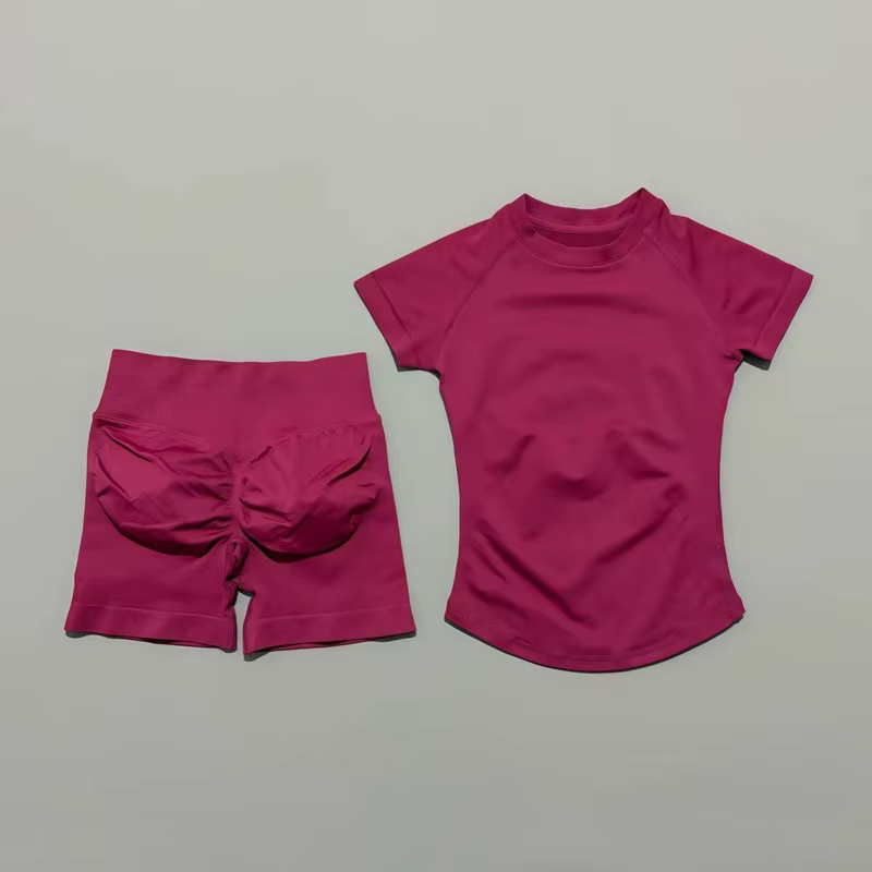 Ensemble de sport HISTELLO 2 pièces, vêtements de yoga sans couture à manches courtes, ensemble de f