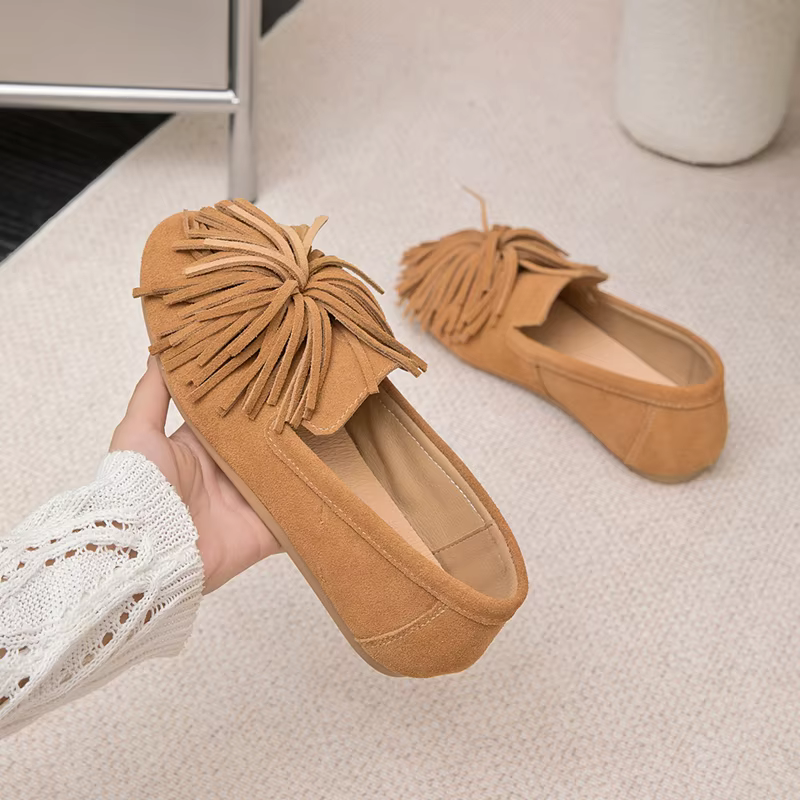 AIYUQI Chaussures plates pour femmes en cuir véritable, Nouveauté 2026, Mocassins à pampilles pour f