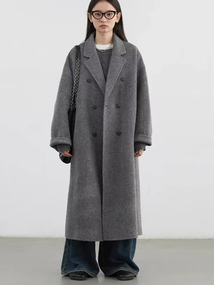 CHIC VEN – manteau en laine pour femme, Double boutonnage, basique, ample, décontracté, rétro, Long,