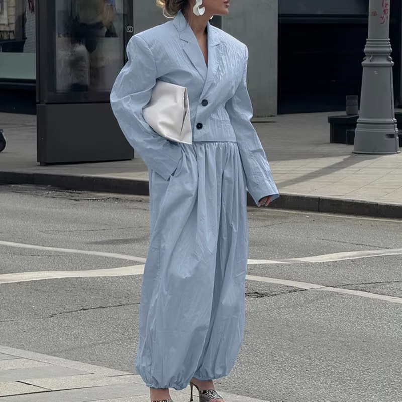 Ensembles de chemises à col en V boutonnées et pantalons à jambes larges pour femmes, printemps-été,