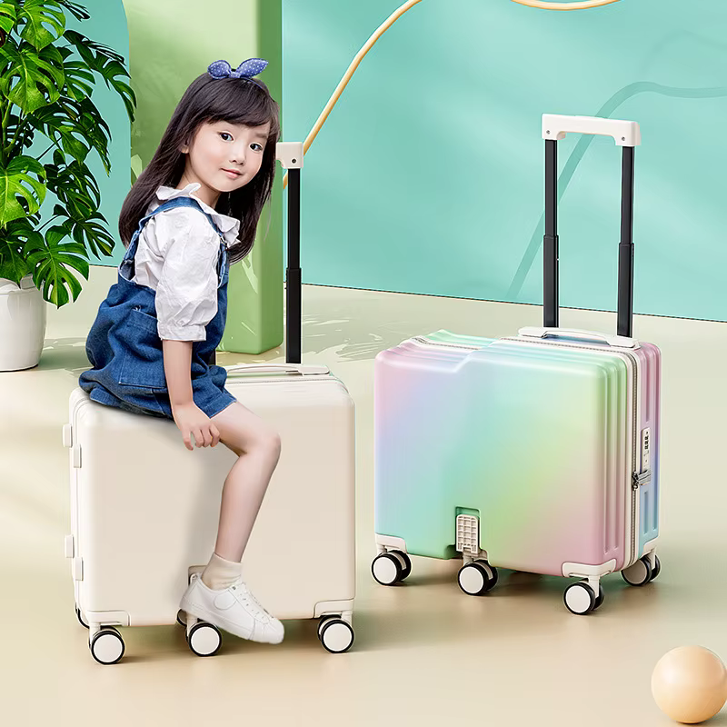 Valises de voyage compactes 18/20 pouces pour enfants, valise à roulettes multifonctionnelle en ABS+
