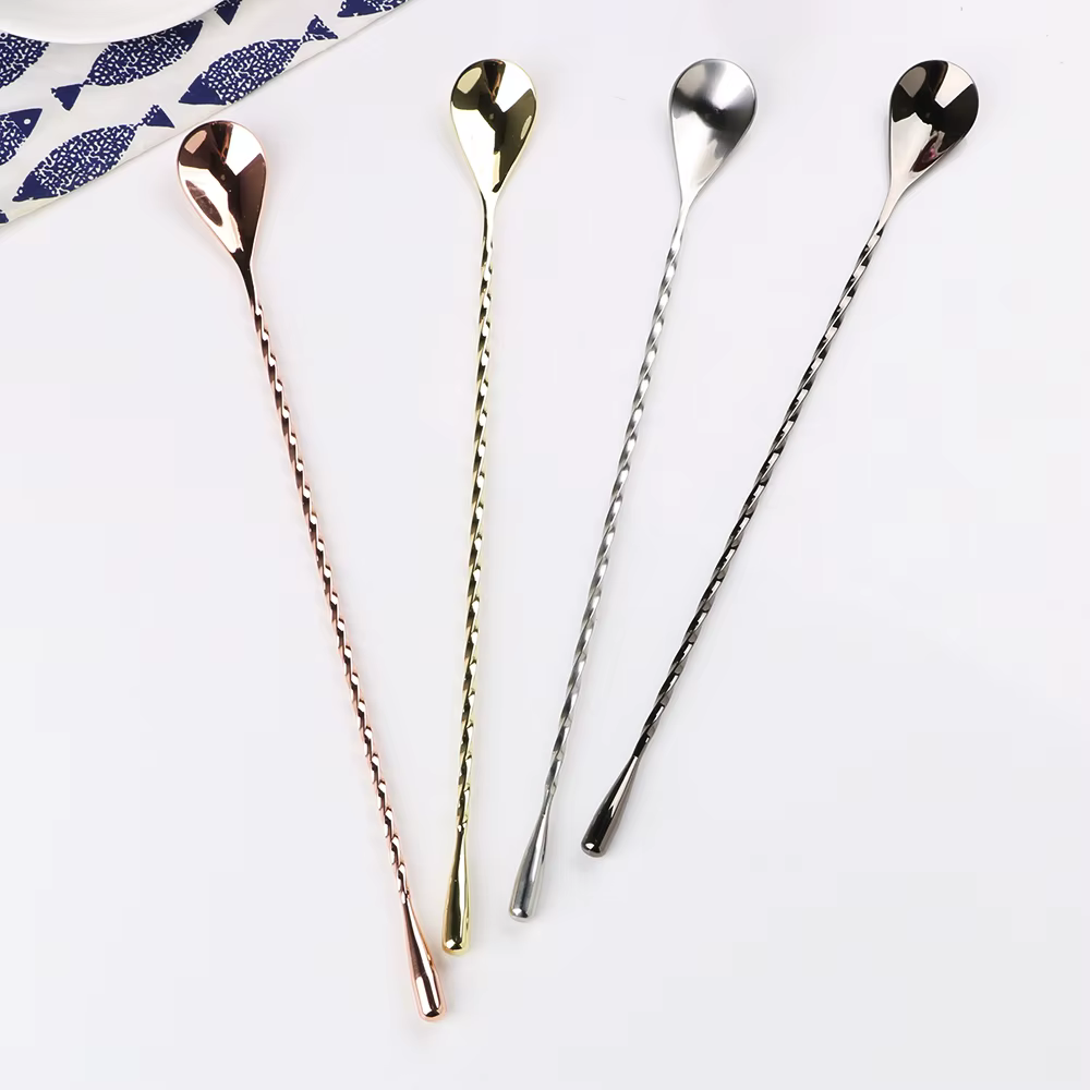 Cuillère à mélanger pour Cocktail 30/40cm, cuillère à thé pour Bar, cuillère à mélanger, motif spira