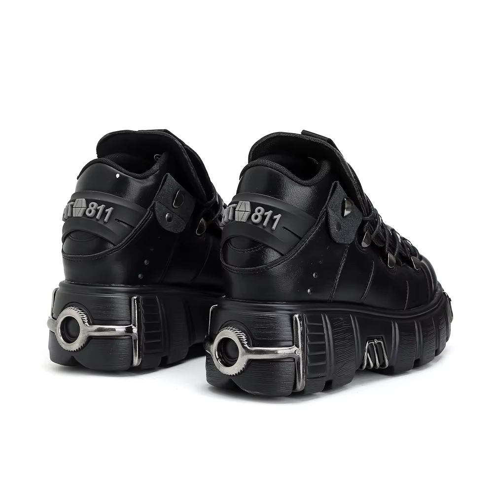 Nouvelles Chaussures Femme Style Punk 2026 – Bottes Rock à Lacets avec Plateforme et Talon de 6 cm, 