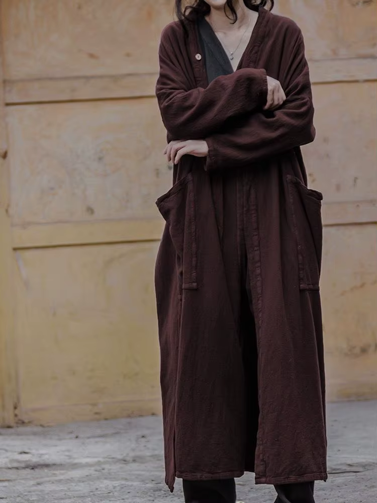 Veste Cardigan longue décontractée surdimensionnée, ample, Trench-coat avec poches, vêtements d'exté