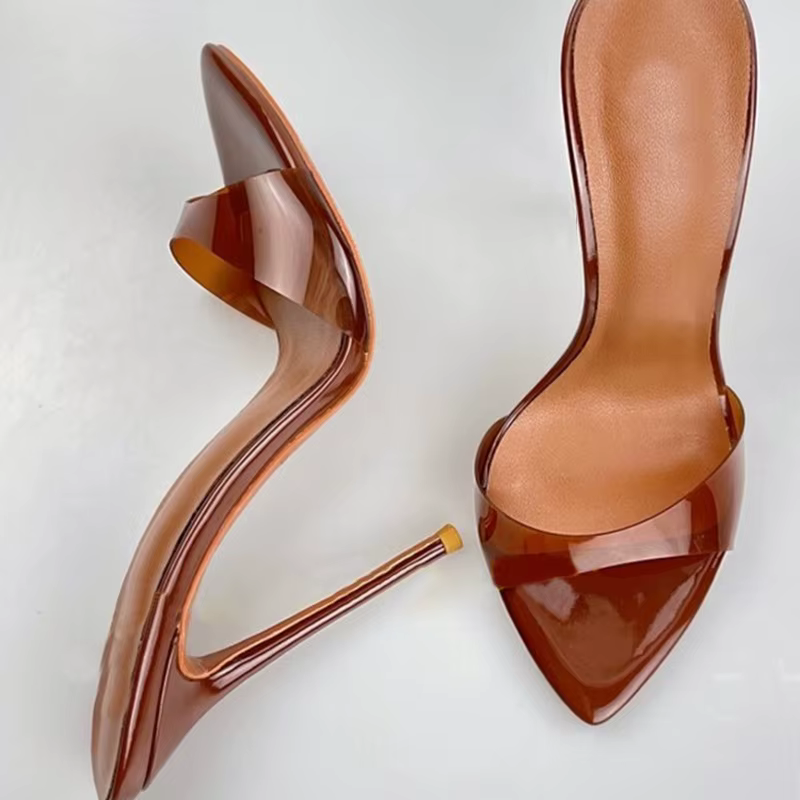 Pantoufles en PVC à Talons Hauts et Pointus pour Femme, Chaussures à Talons Aiguilles, Disponible en