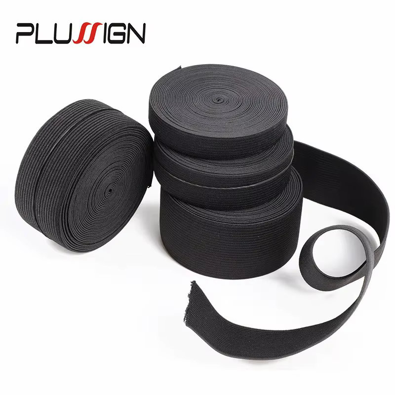 Bande élastique noire pour perruques, 5 mètres de largeur, 1.5-4cm, garniture de ceinture en Spandex