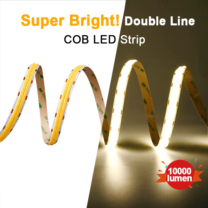 Bande LED COB Double rangée 10000lm Super lumineuse 600 LED s/m bande LED Flexible à intensité varia