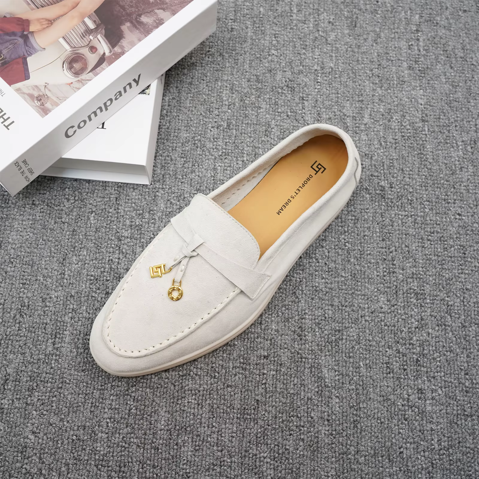 Chaussures décontractées de luxe à tête ronde pour femmes, surface en cachemire, chaussures de condu