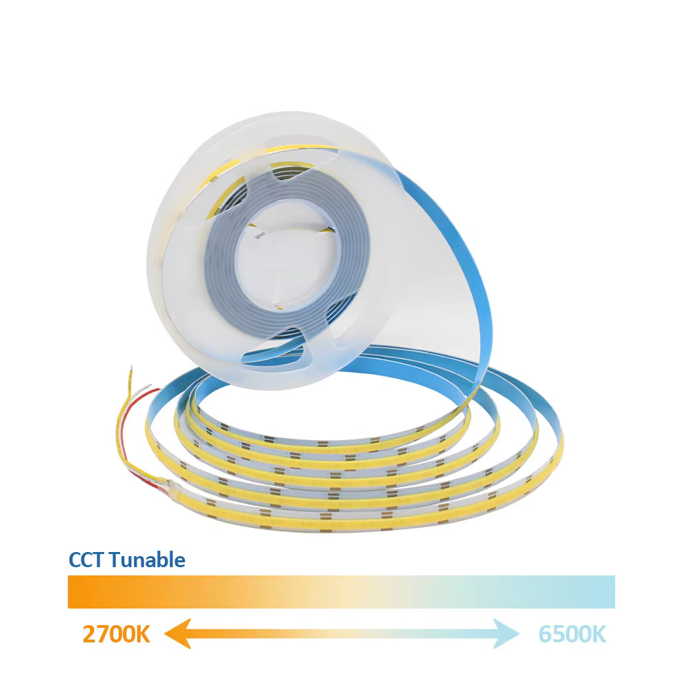 Bande lumineuse LED COB CCT 12V 24V DC, 2700K à 6500K, bande LED à couleur changeante, ruban linéair